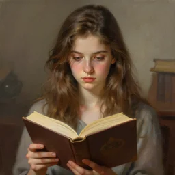 a portrait of girl reading a book, detailed, centered, digital painting, artstation, concept art, donato giancola, Joseph Christian Leyendecker, WLOP, Boris Vallejo, Breathtaking, 8k resolution, extremely detailed, beautiful, establishing shot, artistic, hyperrealistic, beautiful face, octane render