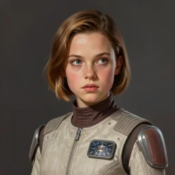 portrait of a woman by greg rutkowski, she looks like daisy ridley, she is about 2 0 years old, beautiful, suspicious look, wearing starfighter pilot uniform, star wars expanded universe, highly detailed portrait, digital painting, artstation, concept art, smooth, sharp foccus ilustration, artstation hq
