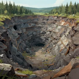 abandoned forest mine, sharp focus, illustration, highly detailed, digital painting of an abandoned mine in a forest, concept art, matte, by greg rutkowski, james gurney, and john avon
