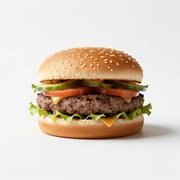 ivory hamburger, photorealistic, isolated on a pure white background, centered, entire object in frame, sharp focus, soft studio lighting