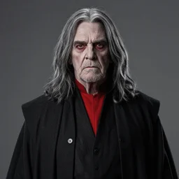 portrait of palpatine ian mcdiarmid in shades of grey but with red by jeremy mann