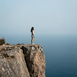 girl standing on the edge of a cliff