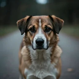 a dog, moody, cinematic colors, bokeh