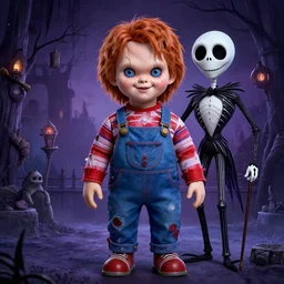 a macabre chucky by tim burton and chris leib, from nightmare before christmas | detailed | elegant | trending on artstation