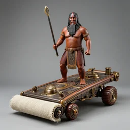 Maori warrior on ancient steam punk hooverboard by david lachapelle