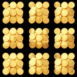 gold coins evenly spaced spritesheet 3 x 3