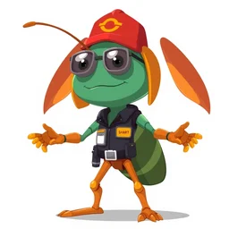 flat 2 d, gigachad cockroach character, securityguard, head torso legs feet, lorax movie, artstation, clean cel shaded