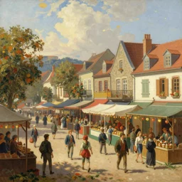 a beautiful artwork of a small town fair by anton pieck, featured on artstation