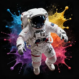sci fi astronaut floating in space by josan gonzalez splash art graphic design color splash high contrasting art, fantasy, highly detailed, art by greg rutkowski