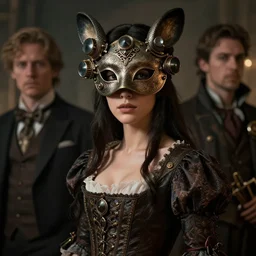a photorealistic dramatic fantasy render of a beautiful woman jenny kim wearing a beautiful intricately detailed steam punk crow mask and clasical victorian dress by wlop, artgerm, greg rutkowski, arthur adams, beautiful dynamic epic lighting, shadows, cinematic atmosphere, artstation, concept design art, octane render, 8 k