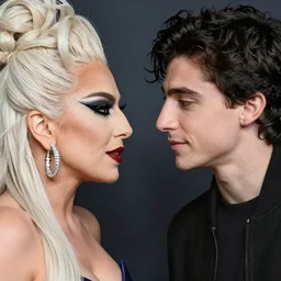 timothee chalamet and lady gaga meet eachother, highly beautiful faces, highly detailed