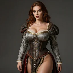 matte photography of a beautiful and voluptuous woman dressed in medieval clothes, professional photography, light study, super detailed
