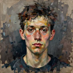 a portrait a very ordinary person, Willem de Kooning, oil paint, abstract, charhol, mixed media, anatomically correct, beautiful perfect face, sharp focus, Highly Detailed, Cinematic Lighting, octane render, volumetric lighting, post-production, 8k, HD