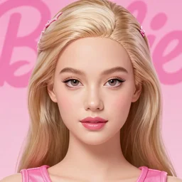 a masterpiece portrait photo of a beautiful young woman who looks like barbie, symmetrical face