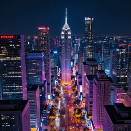 a generactive art work of city's neon night