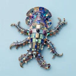 an other - worldly sea creature, plain light blue background, sony ar 7 ii, fine details, soft light, klimt
