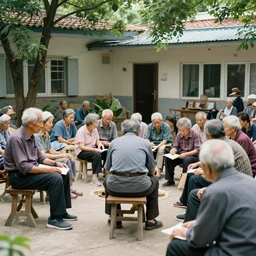mosh pit of elderly people at a nursing home
