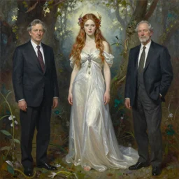 Richard Schmid and Jeremy Lipking full length portrait painting of a young beautiful fantasy fairy woman