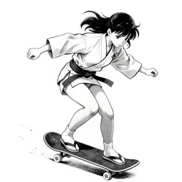 skater girl in stule of ueshiba riichi illustration highly detailed