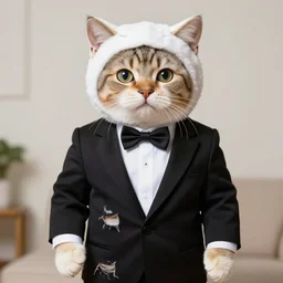 cute kittycat man man wearing a cat costume wearing a tuxedo ripped physique greg rutkowski portrait