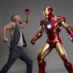 Mr fredrickson from Up fighting with iron man, Epic war, professional photography