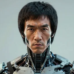 a portrait film still of a neocyborg + cyberpunk bruce lee, close up, quint, wlop, dan mumford, artgerm, liam brazier, peter mohrbacher, raw, featured on artstation, octane render, photo realistic, sharp focus and details on face, rule of thirds, cinematic, rugged, intricate, 8 k