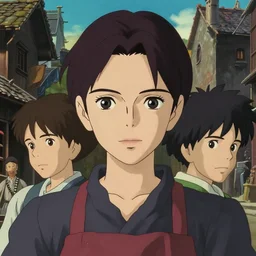 a film still portrait of a confident butcher woman, finely detailed features, closeup at the faces, perfect art, at an ancient city, gapmoe yandere grimdark, trending on pixiv fanbox, painted by greg rutkowski makoto shinkai takashi takeuchi studio ghibli, akihiko yoshida