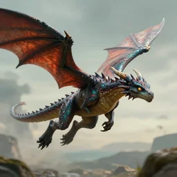 falcor flying through the air looking for atreyu, the luck dragon from neverending story