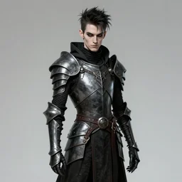 portrait of a skinny punk goth wizard wearing armor by simon bisley, john blance, frank frazetta, fantasy, thief warrior 1