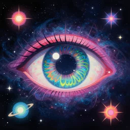 trippy psychedelic cosmic eyes in outer space by greg rutkowski - h 8 3 2