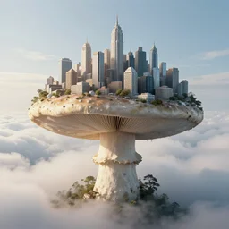 a giant mushroom that has a city built from it and stretches above the clouds. highly detailed 8 k. intricate. lifelike. soft light. nikon d 8 5 0. cinematic post - processing