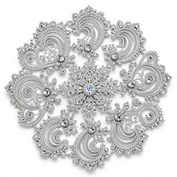 lace jewelry arranged in fractal 3 d patterns, layers of intricate swirling fractals, woven sparkling gems, blooming, 3 d space, photorealistic, octane render, effervescent, sacred geometry, pattern, realistic, epic and cinematic, 3 d, clear, sharp