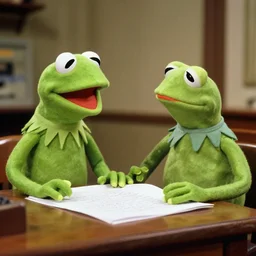 1970s photo of kermit the frog teaching general relativity