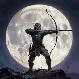 falls of the firbolg archer, art by darrell k. sweet and peter elson and kinuko y. craft, trending on artstation, moon light first - person view iridescent colors, tonalism, very detailed, retrowave, exquisite corpse