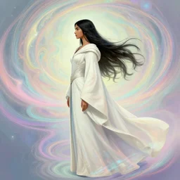 side profile, maya ali, wizard, elden ring concept art, robes, elegant, highly detailed, smooth, colorful swirly magical ripples, pastel colors, by huang guangjian, sachin teng, greg rutkowski, jesper ejsing, ilya kuvshinov, artgerm, mucha