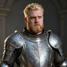 a portrait of a fantasy beardless plump cleric with no beard, short blonde hair comb over hairstyle, young adult, short in stature, silver breastplate with religious engravings, clean shaven, stressed expression, green eyes, style by donato giancola, wayne reynolds, jeff easley dramatic light, high detail, cinematic lighting, artstation, dungeons and dragons