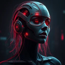 sexy beautiful woman head made of mech cyber mask rendered in unreal engine, cyberpunk, dark rave, scifi, painted by beksinski beeple and wlop