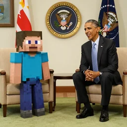 President Obama meets Steve from Minecraft