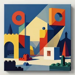 a colorful abstract shapes vector art by bauhaus, lego, mindcraft