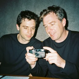 Data and Geordi Laforge sharing a blunt 1990s disposable camera