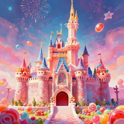scene castle made out of candy, detailed artwork 風 景, luminescent background 背 景, candy scenery artwork 厚 塗 り fourth dimension, artstation! pixiv!!