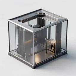 variation of box mass shape design, steel and glass, very detailed