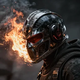 Ghost Rider, head of fire, headshot photo, dark souls concept art, dramatic lighting, highly stylized, high-quality wallpaper, desktopography