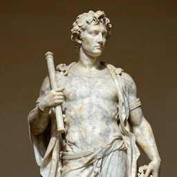 indiana jones as an ornate marble statue
