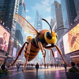 giant wasp, swiss alps, inside times square, fantasy, by santiago calatrava and andreas franke, rhads, digital art, highly detailed, artstation