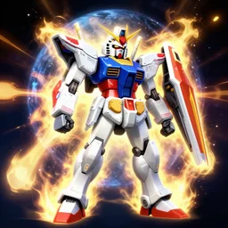 gundam 3 d ninja armor engine ingame stylized illustration photo radiating a aura global jesper ejsing