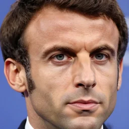 close - up image of emmanuel macron. high detail. headshot photography