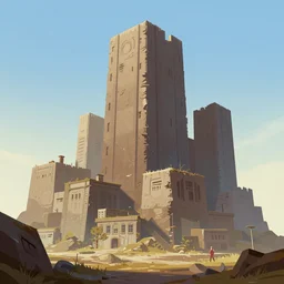 lost city byby greg rutkowski, by greg tocchini, by james gilleard, by joe fenton, by kaethe butcher, dynamic lighting, gradient light blue, brown, blonde cream and white color scheme, grunge aesthetic