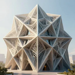 generative parametric geometrical building in the style of intricate details, 8k, unreal engine
