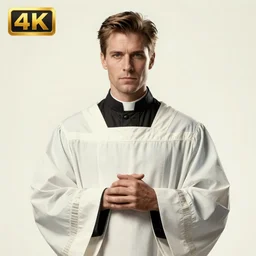 action movie hero wearing dressed in priest\'s robes. movie poster. 4k.